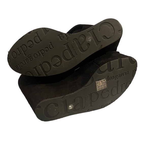 Pedro Garcia Tandy Wedge Sandals Black Suede 37 41 BNIB - Picture 4 of 6
